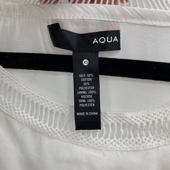 Aqua Dress Womens‎ XS White Cotton Polyester Crochet Cap Sleeves Boho Hippie - Picture 3 of 8